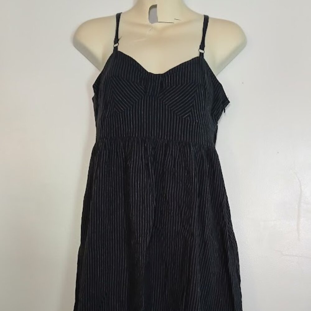 Vintage Converse Sun Dress Muted Navy Blue Pinstripe Pattern Size Small